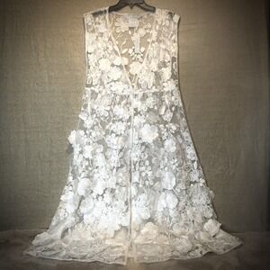 Borrowed&Blue Lace Robe 3D Appliqué Flowers Wedding Bridal Anniversary